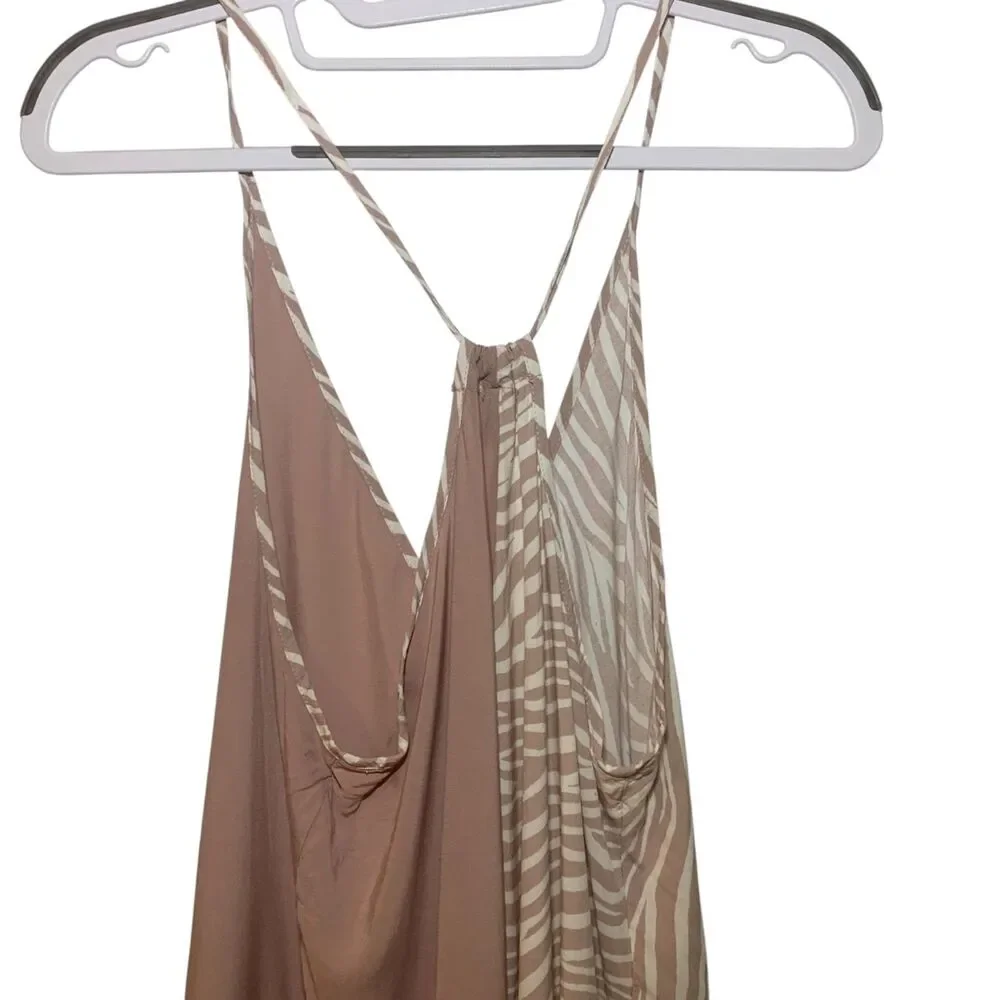 Surf Gypsy Racerback Split Hemline Print Boho Flowy Outdoor Beach Dress L Resort